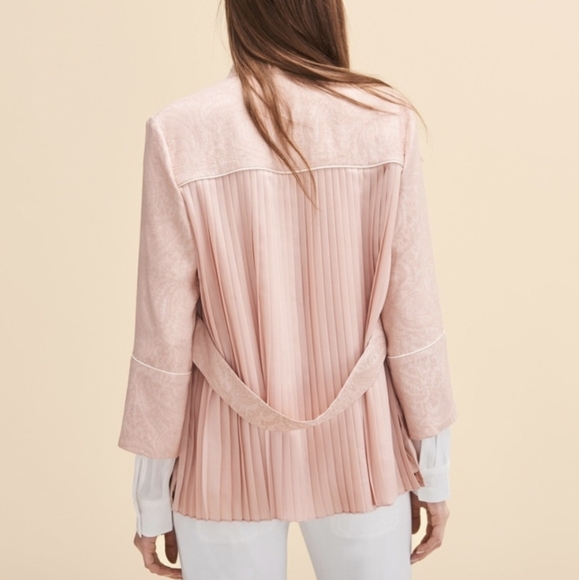 Maje Vlissea Blush Pink Paisley Kimono Jacket - Picture 1 of 9